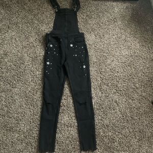 Black embellished overalls